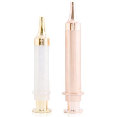 China Luxury Elegant Pink Gold 10ml 5ml Airless Pump Syringe Cosmetic Packaging for sale