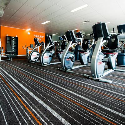 China Removable Gym Nylon Printed Carpet Tile 600x600 Fitness Sports Centre Carpets Te koop