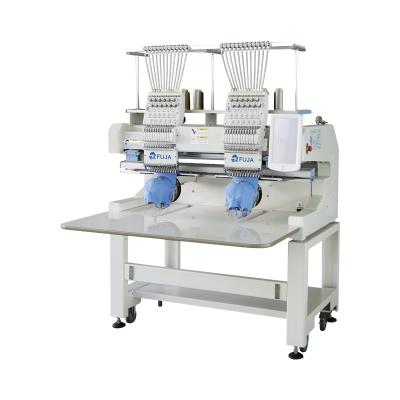 China Garment Shops FUJA Two Head Automatic High Quality Embroidery Sewing Machine For Hat, T-shirt, Flat Embroidery for sale