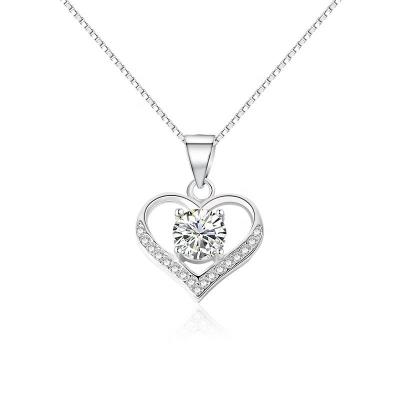 China Environmentally Friendly Romantic Loved Heart Jewelry 925 Sterling Silver Love Heart Pendant SUNRAIN Necklace Lover Lovers Pendants Girlfriend Gift for sale