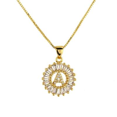 China SUNRAIN Jewelry Wholesale 26 Letters Necklace Zircon Initial Necklaces Women Girls Girls Necklace Pendant Jewelry for sale