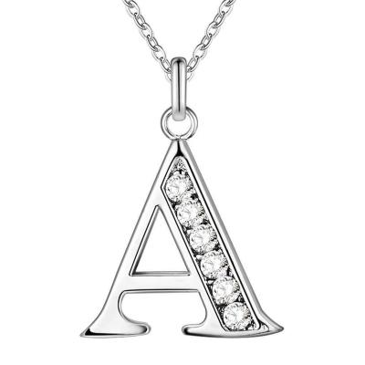 China SUNRAIN Amazon Silver Fashion Women Jewelry Stainless Steel Diamond Zircon Initial Alphabet Letter Necklace Hot Sale Environmentally Friendly for sale