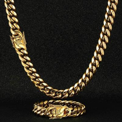 China Custom Made Environmental Friendly Hot Selling SUNRAIN Hip Hop Gold Plated Stainless Steel Chain Necklace Men Jewelry for sale