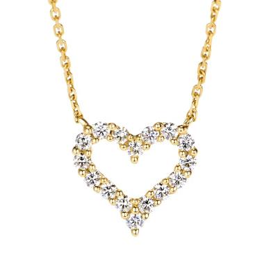 China SUNRAIN Fashion Necklace Environmental Friendly Wholesale s925 Sterling Silver Gold Plated Heart Shape Zircon Necklace Choker Pendant Women for sale