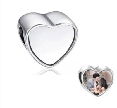 China Custom Jewelry s925 Sterling Silver Brass Alloy Gold Silver Plated Heart Photo Bangle Bracelet Charm for sale