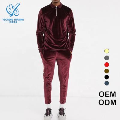 China OEM Breathable Custom Logo High Quality Plain Sport Jogging Sweatsuit Men Velvet Two Piece Tracksuit for sale