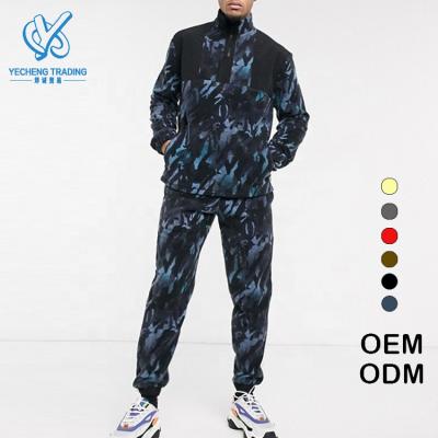 China OEM Breathable Logo Fall Winter Camo Printed Custom Set Sew Men Tracksuit Sweater Pullover Single Piece Jogging Sweatsuit Two Piece Set For Men for sale