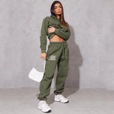 China Wholesale Custom QUICK DRY Cotton Hoodies and Joggers Set Causal Sports Long Sleeve Women Jogger Set for sale