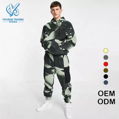 China OEM Logo Men Tech Fleece Oversized Joggers Tracksuit Breathable Custom Camouflage Over Print Mens Casual Tracksuit for sale