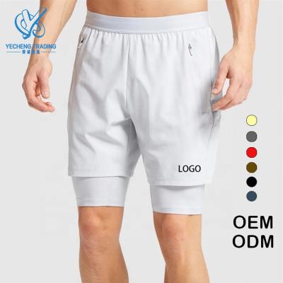 China OEM Logo Mens Mesh Athletic Custom Anti-Wrinkle Sweat Shorts Gym Sports Shorts With 2 In 1 Mens Fitness Running Shorts for sale