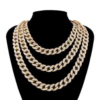 China 18k Gold Finish CLASSIC 18k Gold Finish CZ Miami Cuban Link Chain Hip Hop CZ Miami Thick Chain Hip Hop Necklace Collar De Hombre Iced for sale