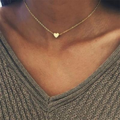 China 20styles Hot Sale CLASSIC Tiny Heart Necklace For Women Chain Heart Shape Pendant Gift Silver Gold Choker Ethnic Bohemian Necklace for sale