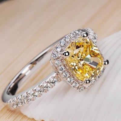 China Factory Sale Hot Square 925 Silver Citrine Ring For Women CLASSIC for sale