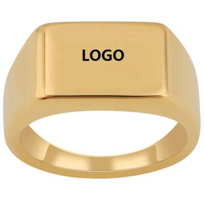 China Cute Hot Selling Custom Bar Rings Black Stainless Steel Silver Gold Minimalist 18k Engraved Name Date Logo Ring For Men for sale