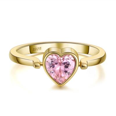 China Best Price TRENDY Rotating Ring Gold Plated Women Jewelry 14k 925 Sterling Silver Custom Zircon Heart Rings for sale