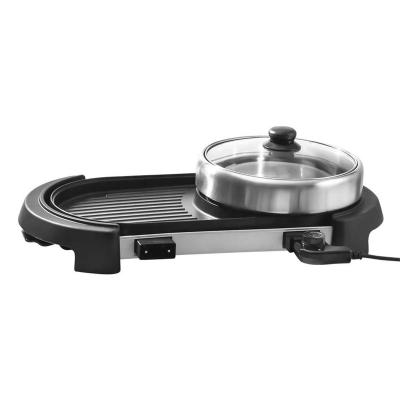 China Hotel Kitchen Appliances Hot Pot 2 In 1 Multifunctional Electric Grill With Hot Pot for sale