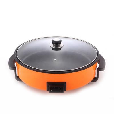 China Round lid material and tempered glass body aluminum electric omelette pan household pizza marble coating electric pan material for sale