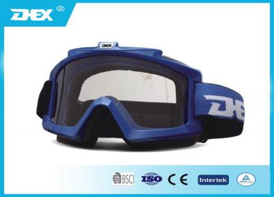 China Blue TPU Frame PC Clear Lens youth Motorcycle Goggles , off road goggles for sale