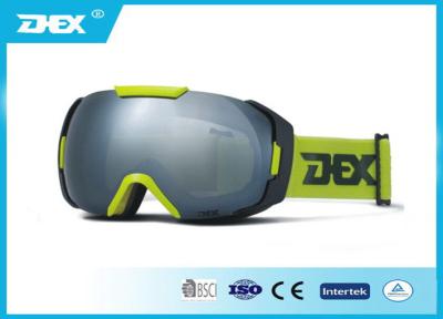 China Gray Lens TPU Frame Mirrored Ski And Snowboard Goggles Flexile Strap With DEX Logo for sale