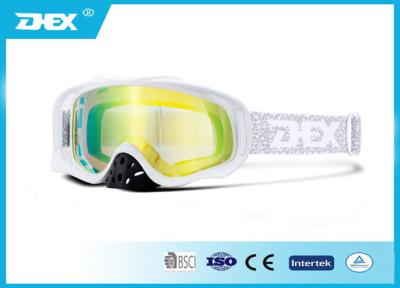 China Lente flexible del claro del marco del blanco TPU con la capa del oro que compite con las gafas de la motocicleta en venta