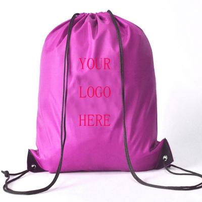 China Custom Nylon Logo Flat Promo Drawstring Eco - Friendly Bags for sale