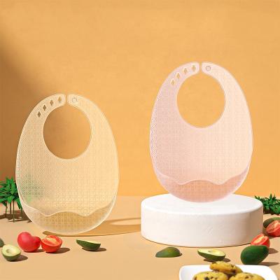 China New Design BPA Food Grade Bibs BPA Free Silicon Free Waterproof Soft Transparent Baby Training Feeding Bib for sale