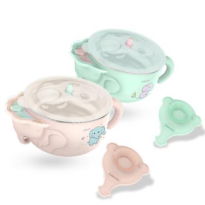 China BPA Free High Quality Cartoon Stainless Steel Baby Suction Heat Preservation Animal Bowls for sale