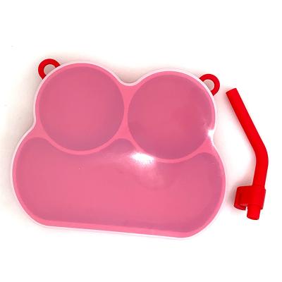 China New Style Baby Dish Sustainable Animal Silicone Frog Newborn Dishes Kids Dish Set for sale