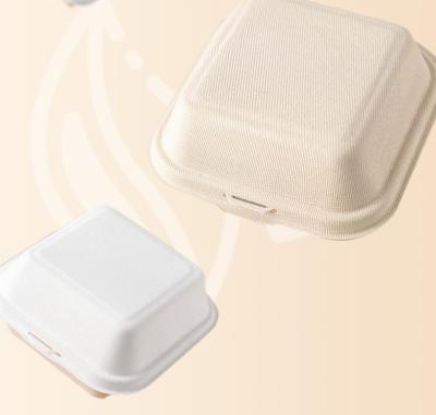 China Disposable Biodegradable Disposable Take Out Container Food Box Paper Pulp For Takeaway Fast Food for sale