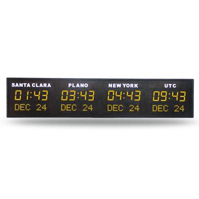 China Calendars Custom Timer Zone LED Digital Wall Clock Multiple Programmable City Time Date Show LED World Clock for sale