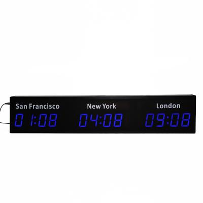 China Calendars CP0405A Home Office Decor World Different City 3 Time Zone Display LED Wall Digital World Time Zone Clock for sale