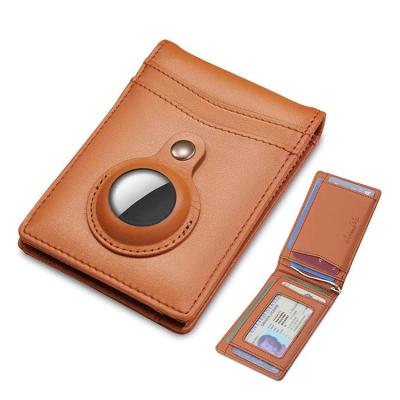 China Amazon RFID Hot Sale Men Leather Wallet Money Clip RFID Blocking Business Card Holder For Airtag Wallet for sale