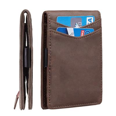 China RFID Vintage Genuine Leather Wallet With Pull String RFID Blocking Credit Card Holder Money Clip Leather Wallet for sale