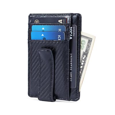 China rfid blocking protects pu carbon fiber card holder rfid blocking metal money clip card holder wallet leather for men for sale