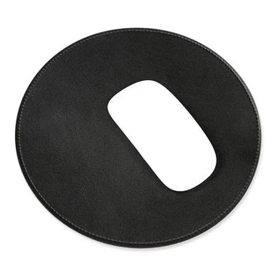 China Waterproof Premium PU Leather Mouse Pad Round Shape Home Office Non-Slip Protection For Mouse for sale