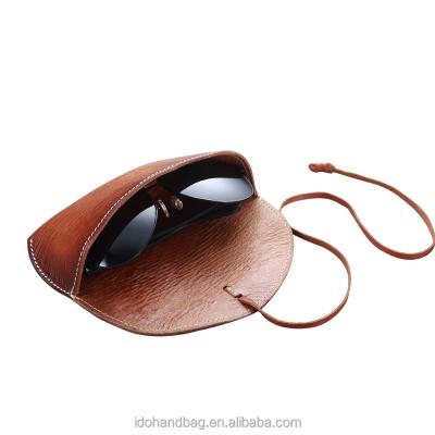 China Pure Genuine Leather Sunglasses Case / Box Custom Handmade Unisex Durable Eyeware Cases for sale