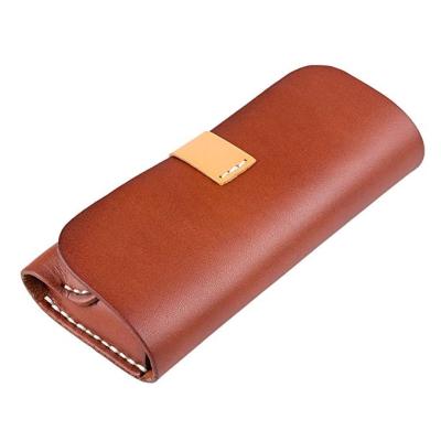 China Durable Custom Leather Glass Case Glasses Case Hard Genuine Leather Glass Holder Pouch Bag for sale