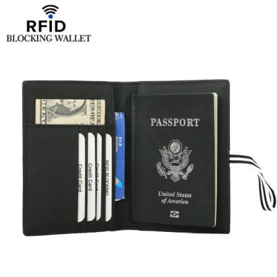 China Normcore/Minimalist Wholesale Genuine Leather Wallet Cover Passport Holder RFID Blocking ID Card Holder Passport Vaccine Holder for sale