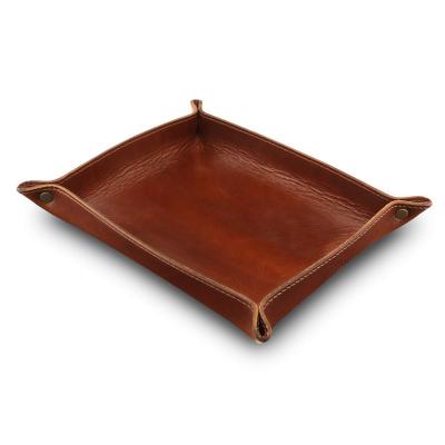 China Viable customize fashion desk phone key storage leather tray/men's tray leather organizer valet tray for sale