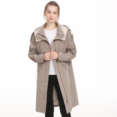 China Custom Made Anti-wrinkle Autumn Casual Women's Warm Hooded Jackets Long Spring Ditch Jacket And Coats For Women OEM 2021 for sale