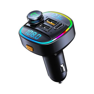 China Mobile Phone BT 5.0 FM Transmitter Car Radio Modulator Handsfree MP3 Player with 22W PD USB Super Fast Charging Adapter for Car for sale