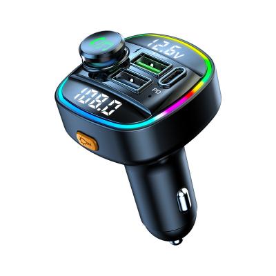 China YEOPARM Cell Phone Car MP3 Player FM Transmitter Dual Display RGB Dual Charger QC 3.0 Super Charger Palladium Car Light For Mobile Phone for sale