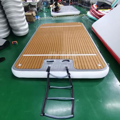 China Water Sport Inflatable Teak Dock / Lakes 2.5x1.5x0.2m Water Fishing Deck Yacht Floating Dock Island for sale