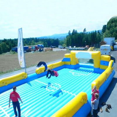 China Fire resistance double layer bottom floor soccer field soapy inflatable soccer field for sale