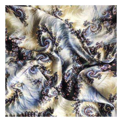 China Stain Shaoxing Factory Pattern Breathable 2022 Stretch Satin Print Abstract African Fabric Polyester Digital Prints For Blouses for sale