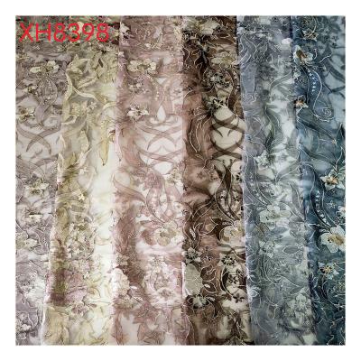 China 2022 Embroidery Breathable High Quality African French Net Lace Curtain For Living Room Embroidery Finished Fabric for sale