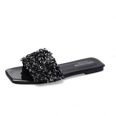 China White Black Women Anti-Slippery Diamond Slippers Flat Shoes Sandals for sale