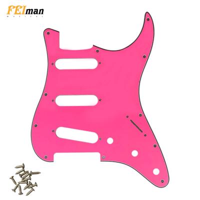 China GUITAR Pleroo USA/Mexico ST SSS Standard Scratch Plate 4 Ply Rose PVC Guitar Pickguard For Damper Stratocaster for sale