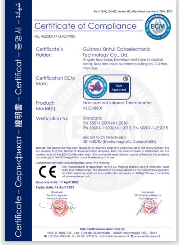 CE - Guizhou Xinhui Optoelectronic Technology Co., Ltd.