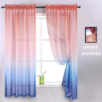 China China Elegent Insulated Polyester Sheer Gradient Color Sheer Window Curtain for sale